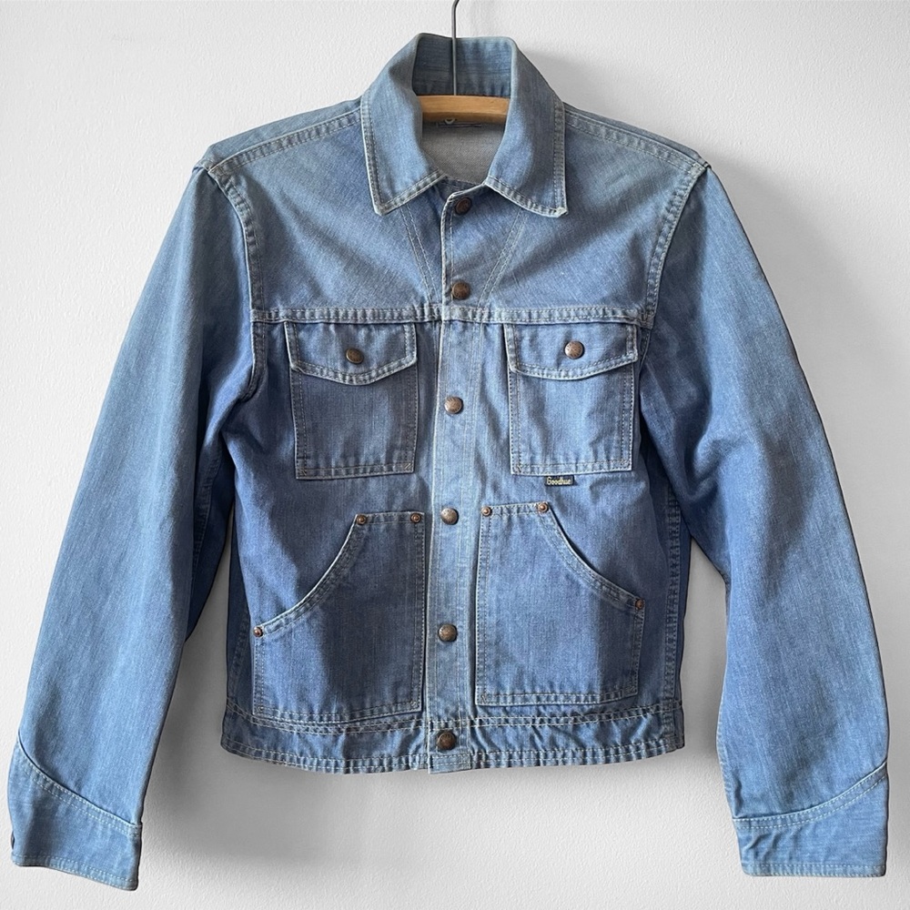 Vintage 70s Goodhue Star Brand Blue Denim Jean Workwear Trucker Jacket